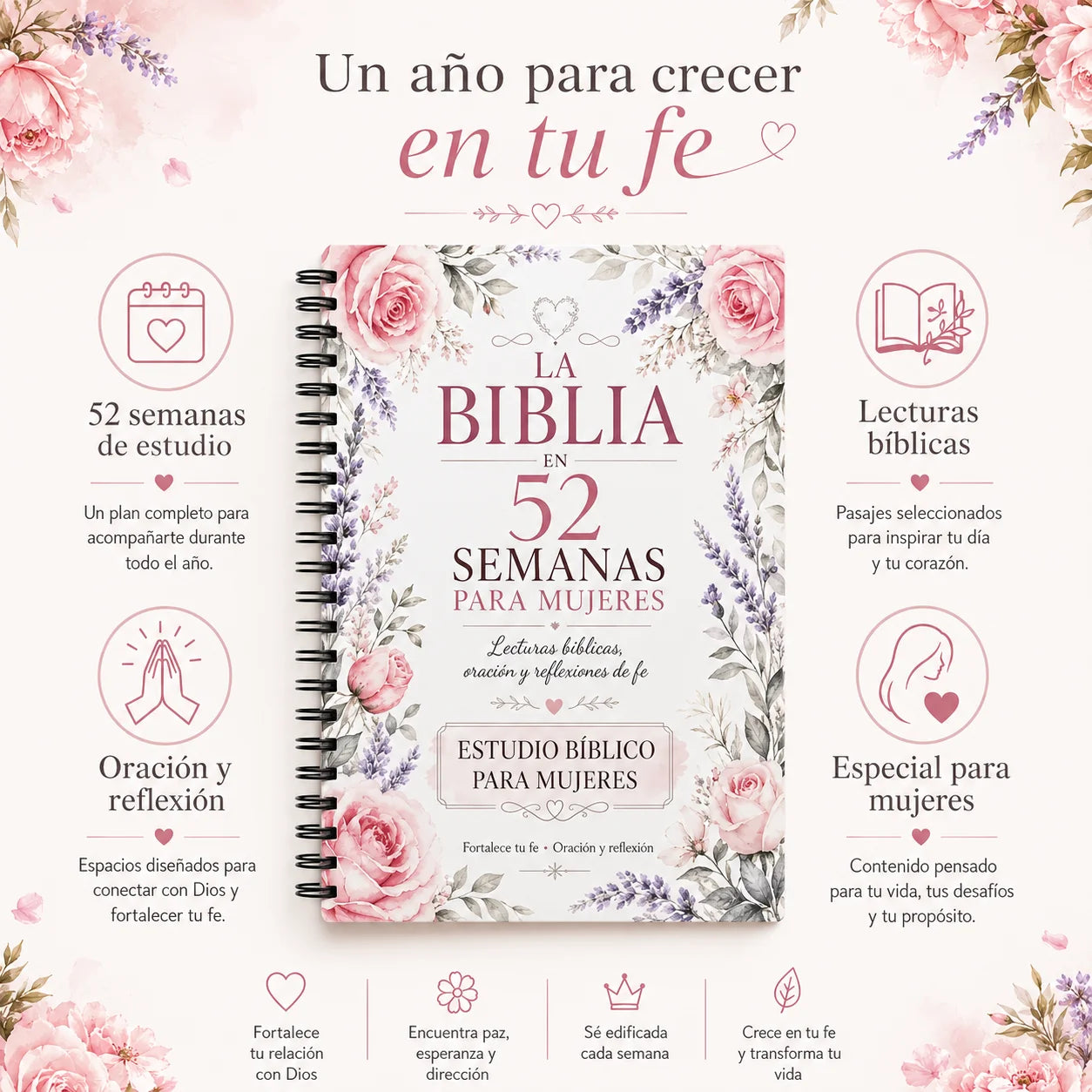 52 Week Bible Study Journal Women Devotional Planner Prayer Notebook