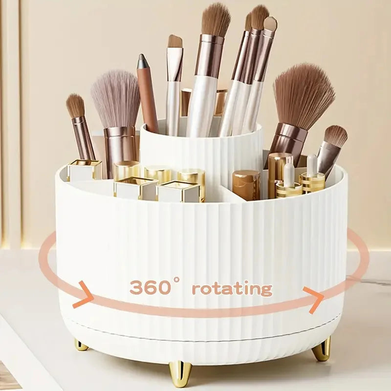 360° Rotating Makeup Brush Holder – 5-Slot Desktop Organizer