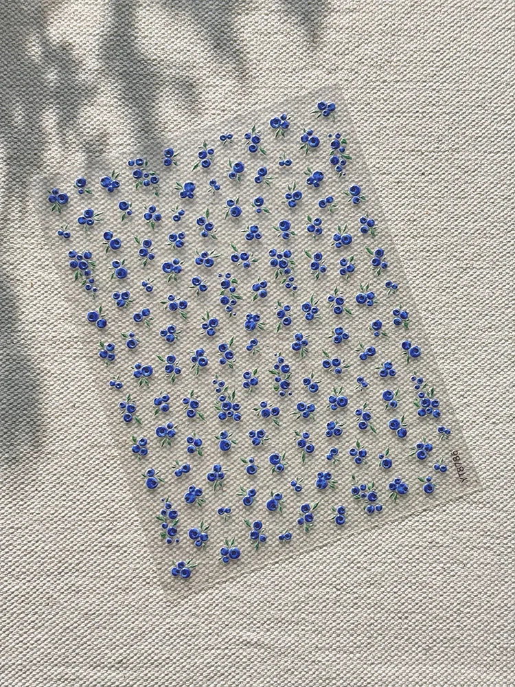 3D Embossed Blueberry Polka Dot Nail Stickers | Fruit Nail Art