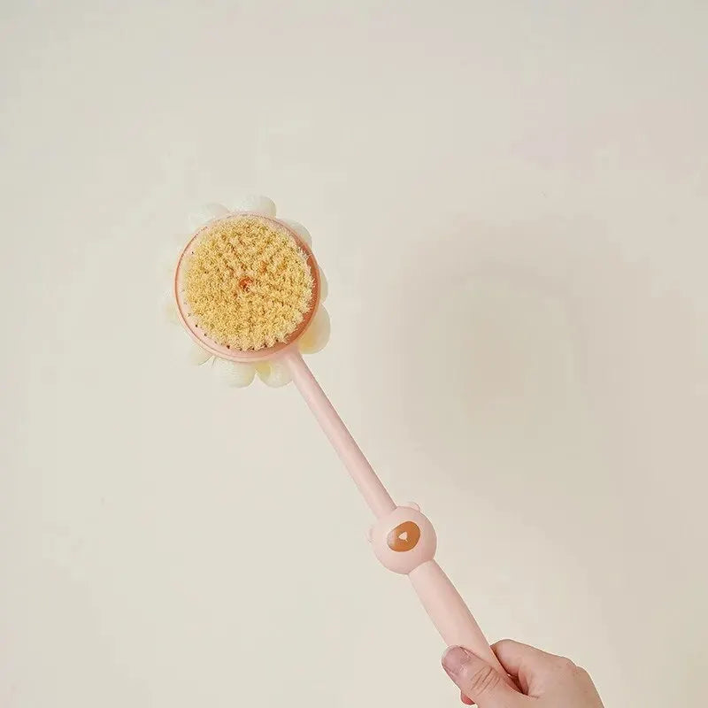 Two-Sided Silicone Body Brush with Long Handle | Back Scrubber