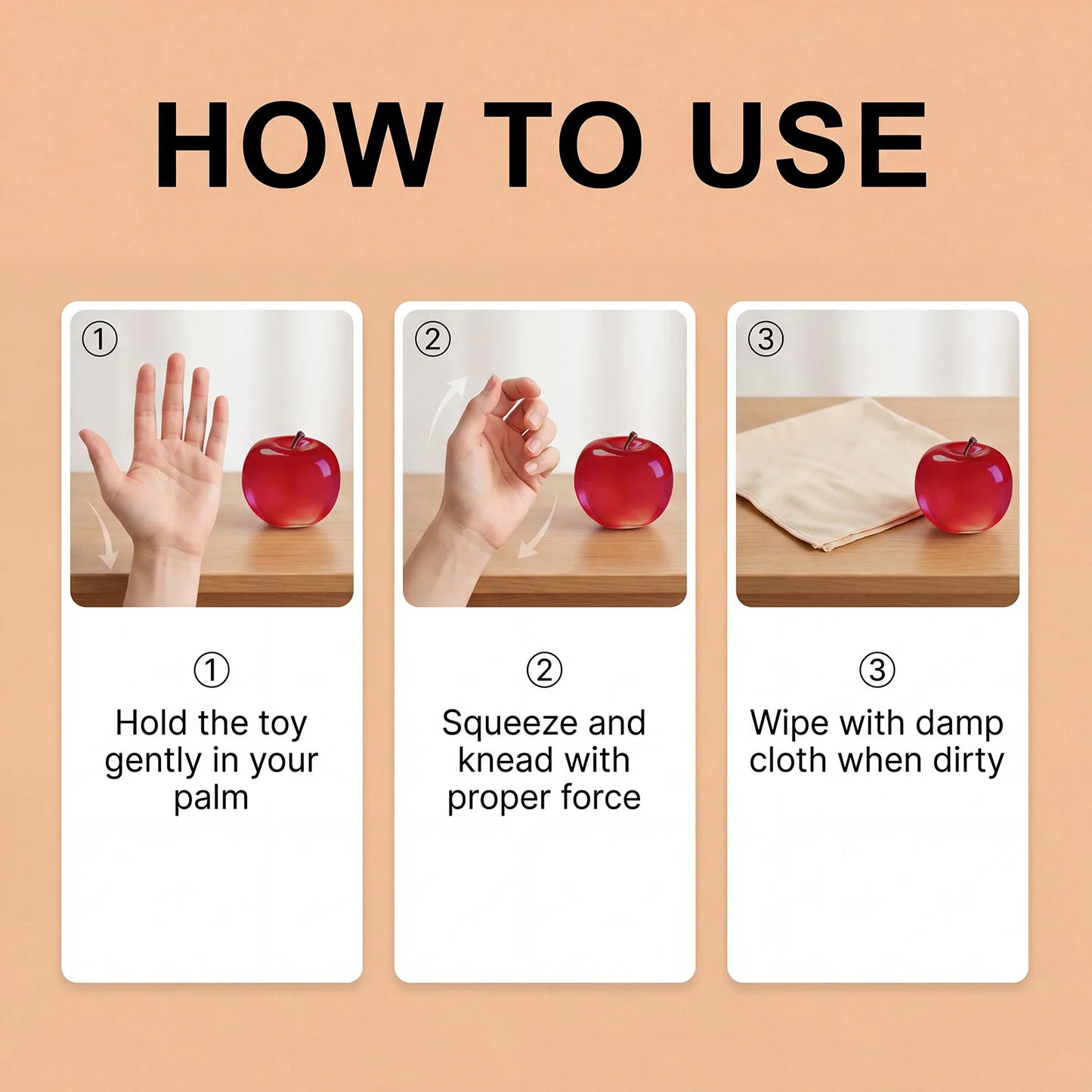 Apple Squishy Squeeze Ball – Soft TPR Fidget Sensory Toy