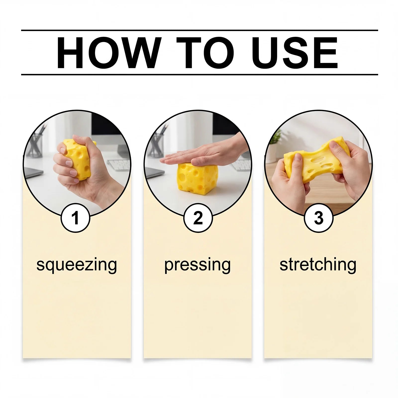 Squishy Cheese Squeeze Toy Relieve Anxiety Stress Ball Simulated Food Adult Kid Friendly Soften Shapeable Fingertip Sensory Toys Peaceful Pleasures Health and Wellness