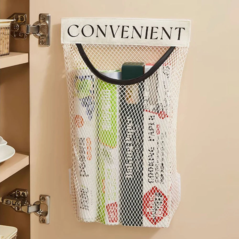 1-3PCS Wall-Mounted Large-Capacity Hanging Mesh Storage Bag Kitchen Garbage Bag Organizer Net Kitchen Storage Tool Peaceful Pleasures Health and Wellness