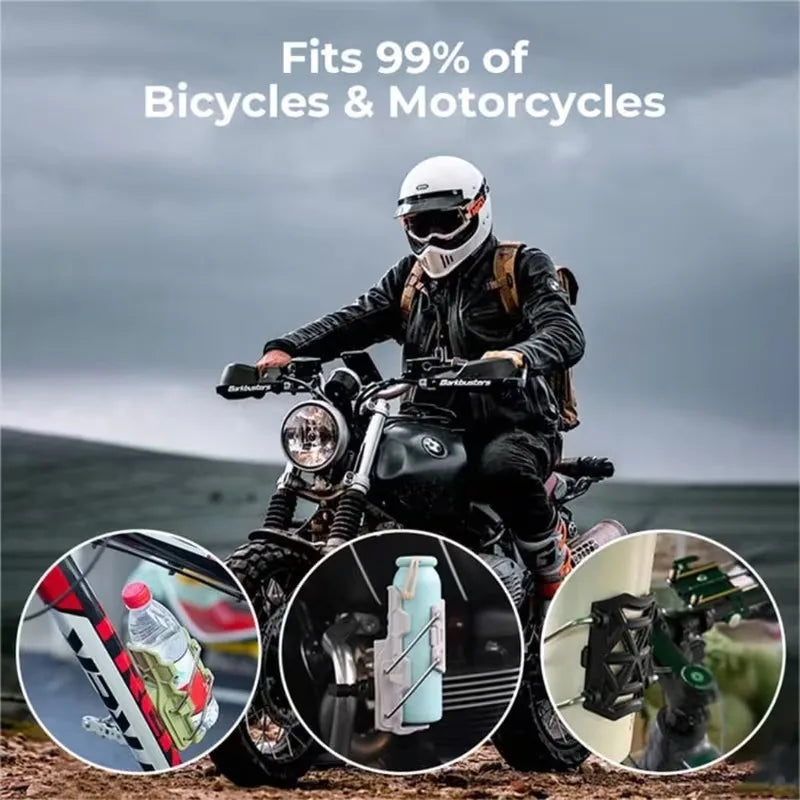 Universal Motorcycle Cup Holder – No-Drill 360° Handlebar Mount