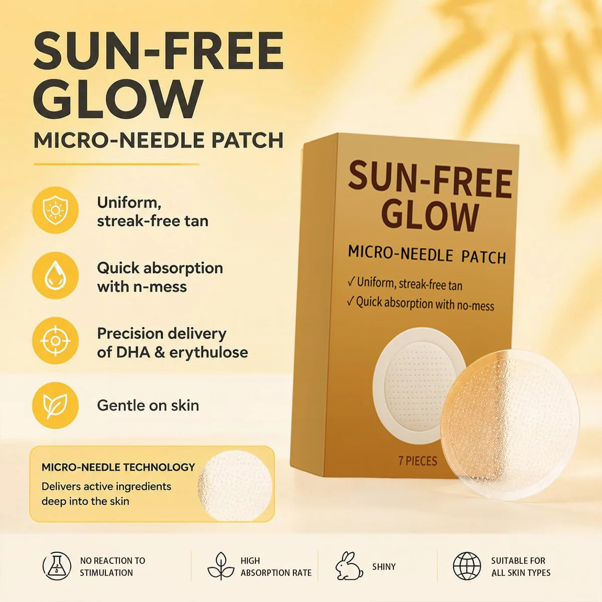 Sunless Microneedle Glow Tanning Patches – 7pc, All Skin Types
