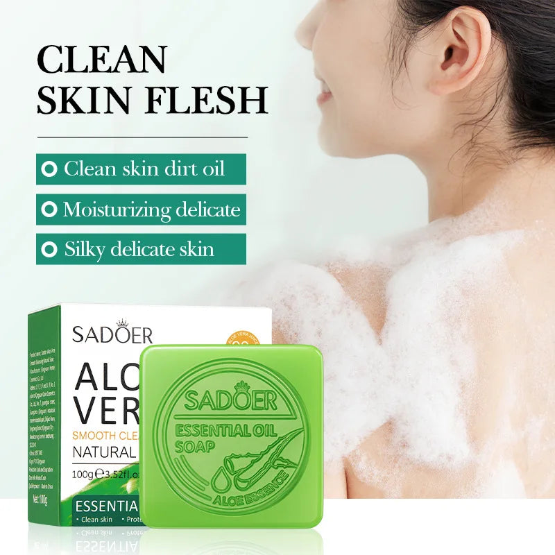 Aloe Vera Smooth Cleansing Natural Soap Cleansing Smooth Handmade Essential Oil Soap100g Peaceful Pleasures Health and Wellness