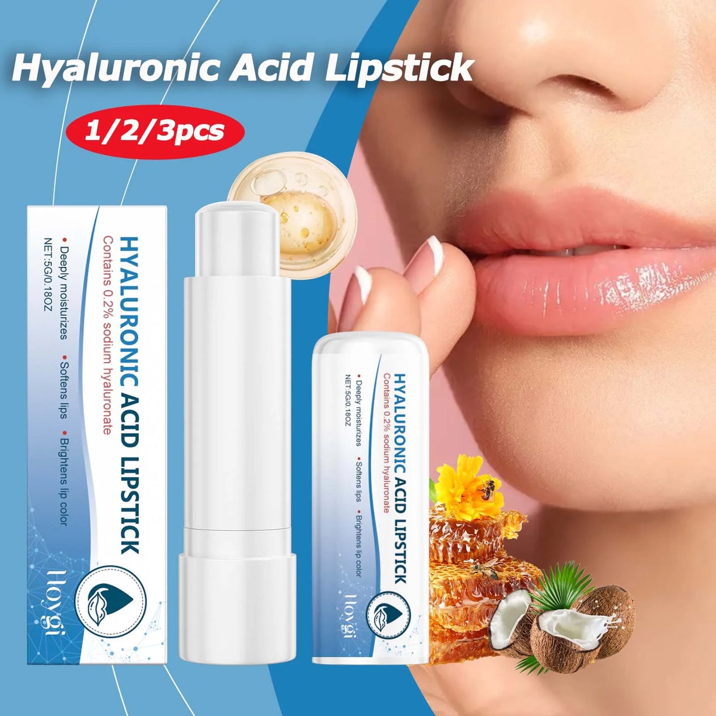 Hyaluronic Acid Lip Balm – Moisturizing & Anti-Crack (1/2/3 Pack)