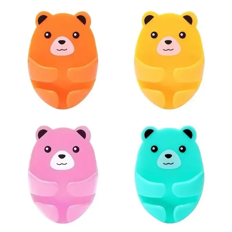 Bear Shaped Adhesive Wall Hooks – No-Drill Plug & Cord Organizer Adhesive Wall Hooks Peaceful Pleasures Health and Wellness 4Pcs Mixed