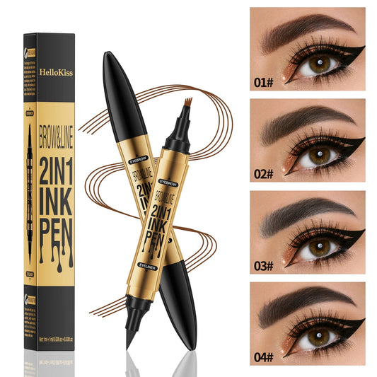 Hello Kiss 4-Tip Liquid Eyebrow Pen – Waterproof & Long-Lasting Liquid Eyebrow Pen Oasis Select