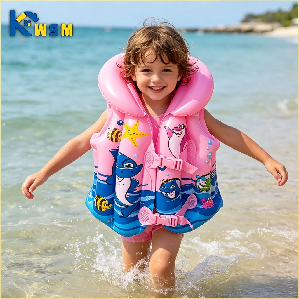 Kids Inflatable Swim Vest Toddler Life Jacket Buoyancy Aid PVC
