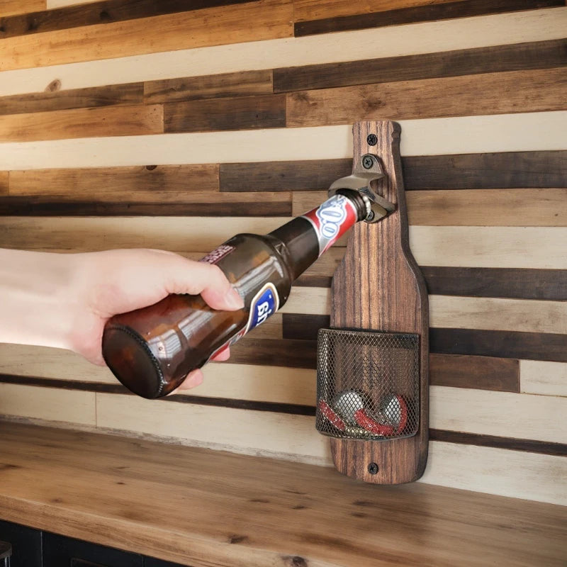 Wall Mounted Beer Bottle Opener Creative Bottle Cap Catcher Decorative Kitchen Bar Accessory Storage Tool for Home Wall Decor Peaceful Pleasures Health and Wellness