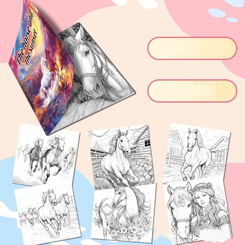 Bview Art Magical World Horses Coloring Book Graffiti Painting