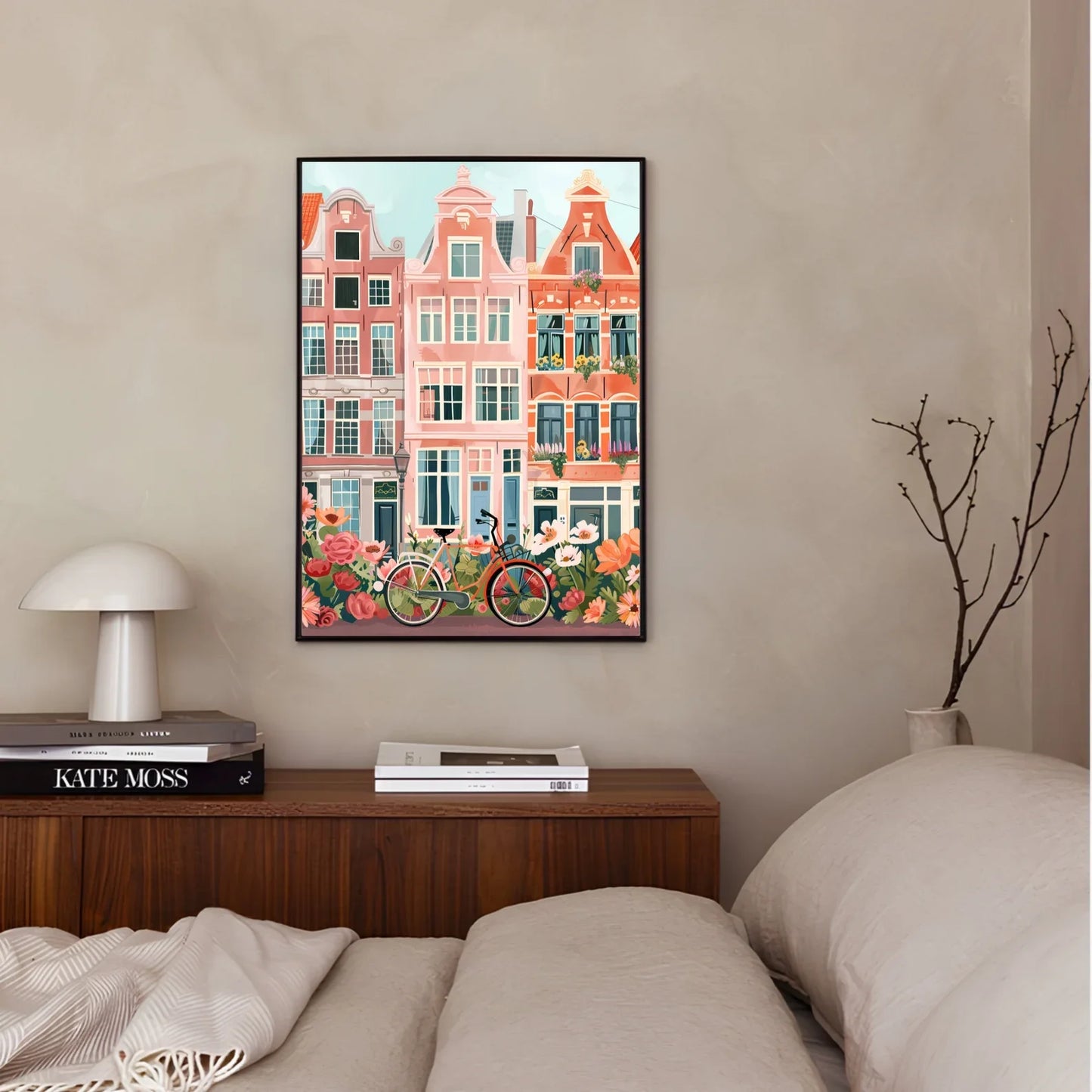 Amsterdam Travel Poster | Colorful Floral Canvas Wall Art Print