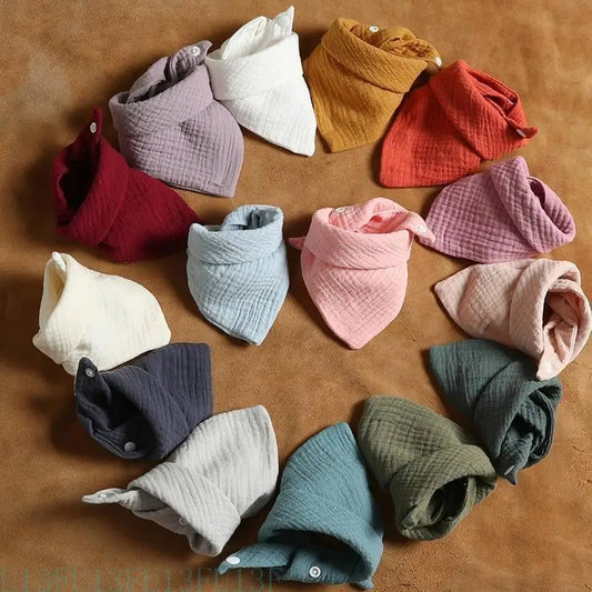 5-Pack Soft Cotton Baby Bandana Bibs | Snap Button Drool Cloths Baby Bandana Bibs Peaceful Pleasures Health and Wellness
