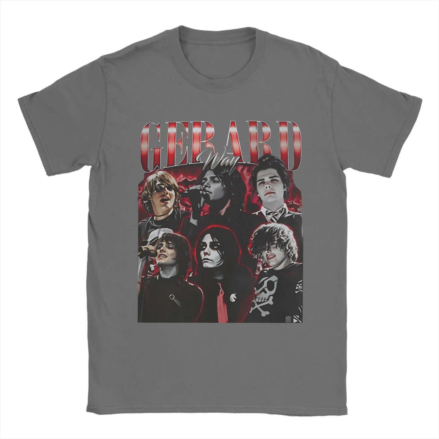 Men's Gerard Way T Shirt 100% Cotton Tops Novelty Short Sleeve Round Neck Tees Adult T-Shirts Peaceful Pleasures Health and Wellness Dark Grey M
