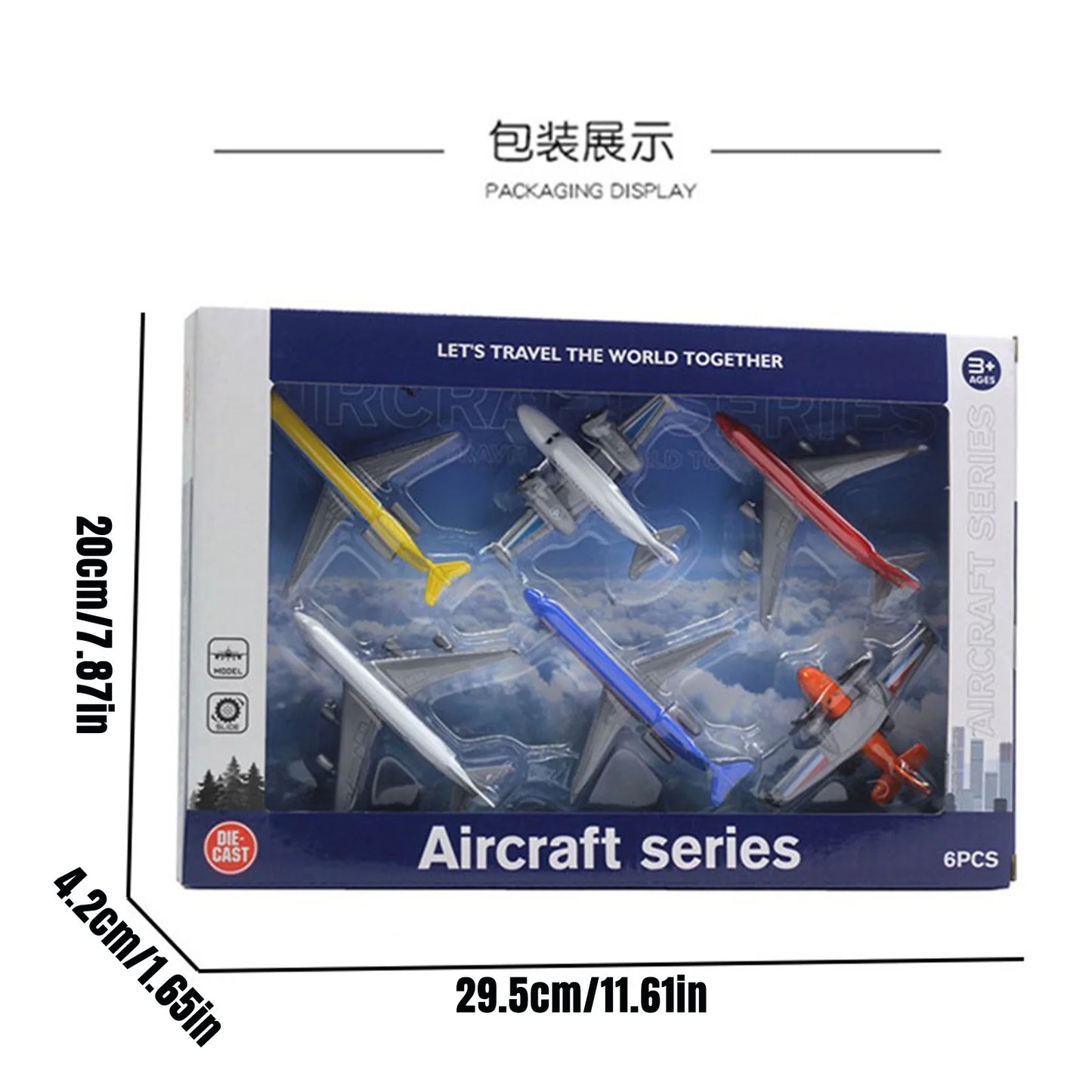 6-Pack Die-Cast Metal Airplane Toys for Kids Ages 3–12