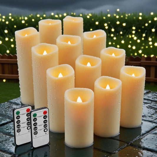 Waterproof Flameless LED Candles with 10-Key Remote Flickering Outdoor Battery Operated Electric Lighting for Halloween Wedding Peaceful Pleasures Health and Wellness 48 Pcs
