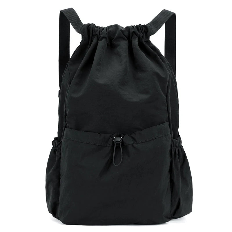 Lightweight Waterproof Drawstring Backpack – Large Sports Bag Drawstring Backpack Peaceful Pleasures Health and Wellness Black