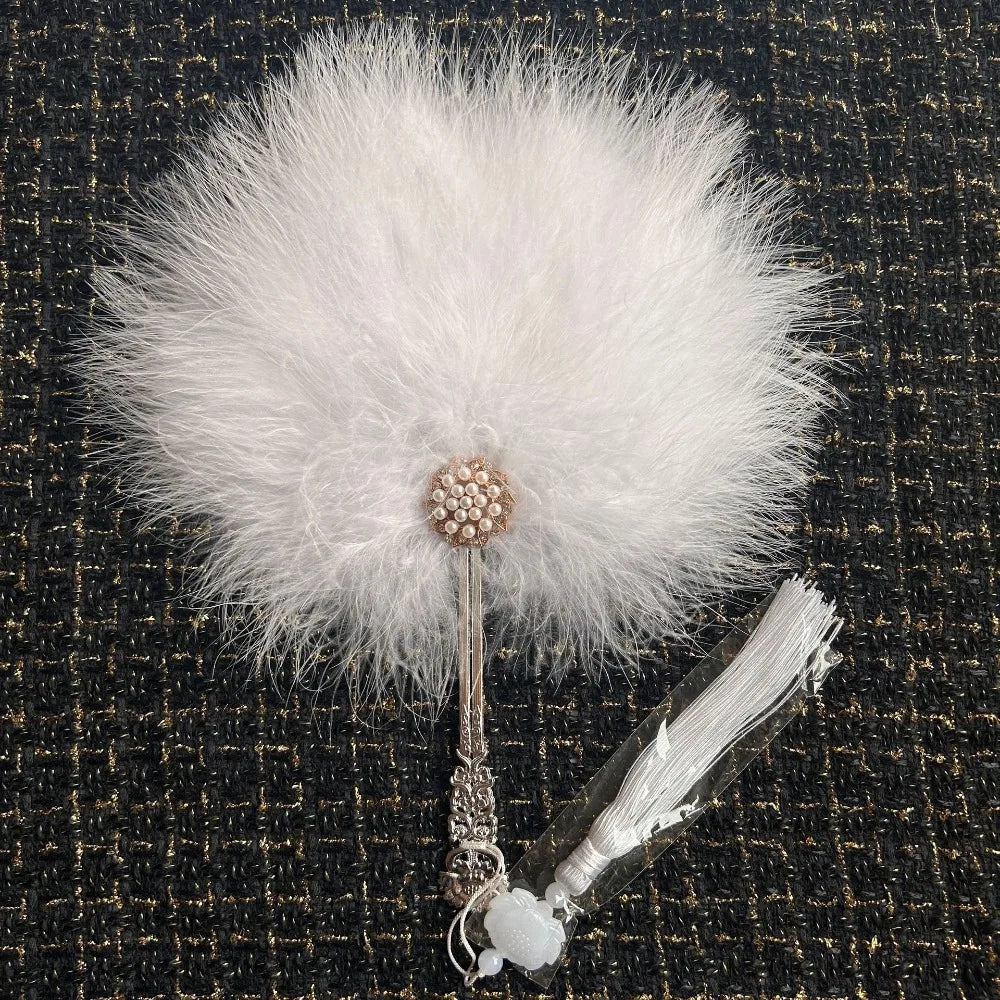 Fluffy Feather Fan with Tassels – Foldable Dance & Photo Prop
