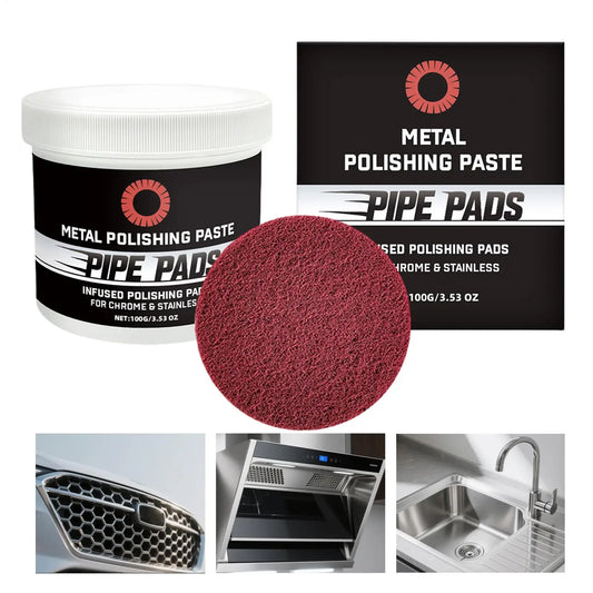 Metal Scratch Remover Paste 100g Shine Restorer Cream With Pad Multi-Surface Polishing For Brass Aluminum Chrome, Car Detailing Peaceful Pleasures Health and Wellness Default Title