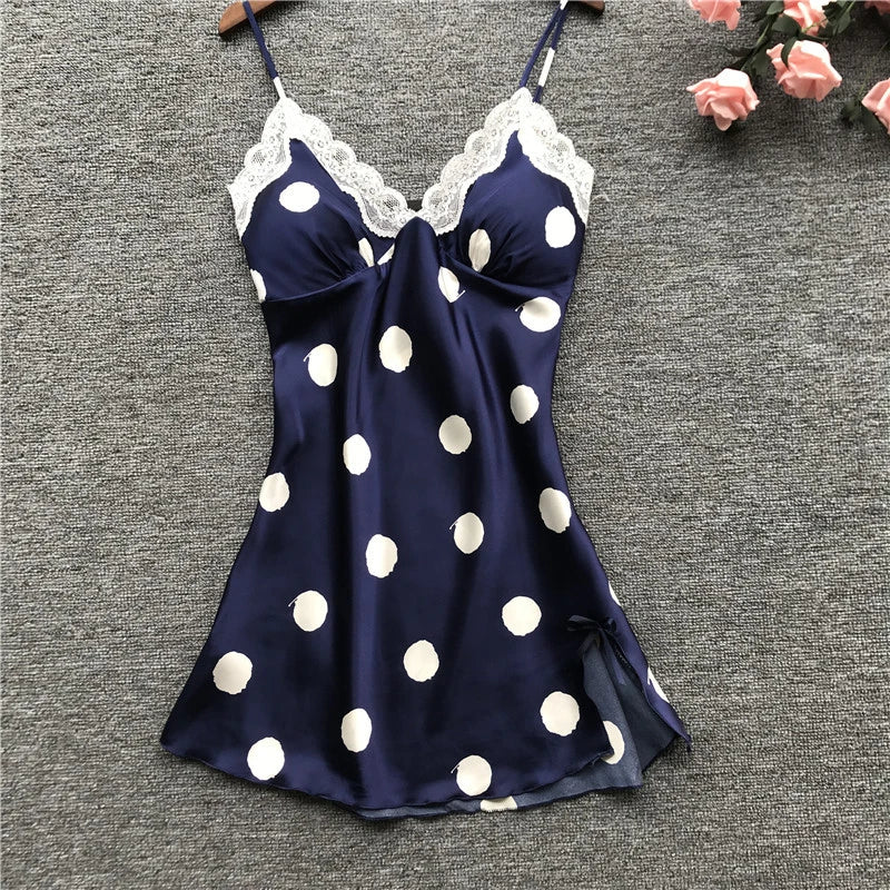 Faux Silk Polka Dot Baby Doll Lingerie | European Style