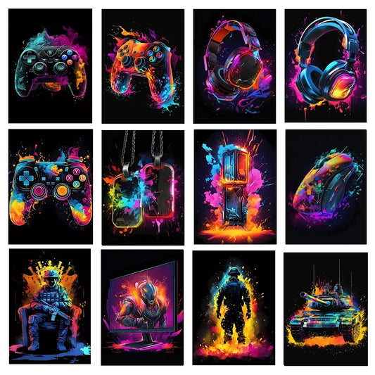 Neon Red Video Game Character Canvas Wall Art | Unframed Poster Canvas Wall Poster Peaceful Pleasures Health and Wellness