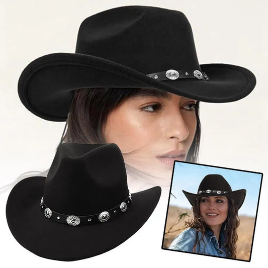 Vintage Western Cowboy Hat Comfortable Roll Up Brim Belt Buckle Cowgirl Fedora Cowgirl Church Sombrero Hombre Caps Peaceful Pleasures Health and Wellness