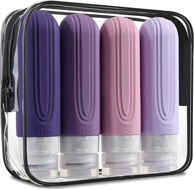 90ml Silicone Travel Bottles Set, Leakproof & Refillable Empty Containers for Shampoo Conditioner Lotion Peaceful Pleasures Health and Wellness Purple Other Silicone