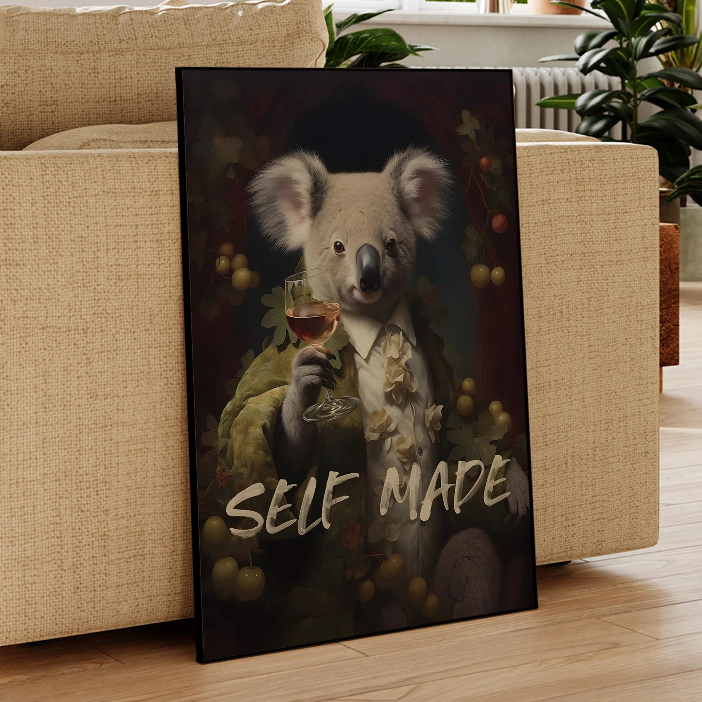 Koala Cheers Canvas Wall Art | Aluminum Frame Poster Print