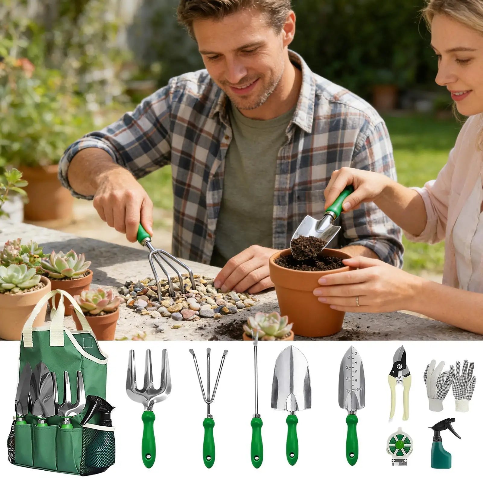 Gardening Tool Set Shears Shovel Rake 11 Piece Gardening Tools for Women Mom Beginners Plant Tree Yard Men Flower Gardener Lawn Peaceful Pleasures Health and Wellness