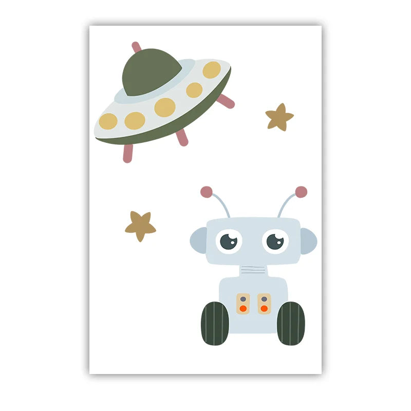 Custom Name Kids Canvas Wall Art – Anime Space Nursery Print