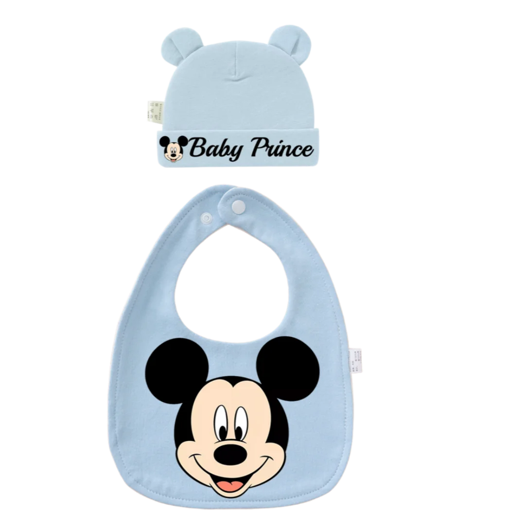 2-Piece Baby Bib & Hat Set | Soft Cotton Newborn Accessory