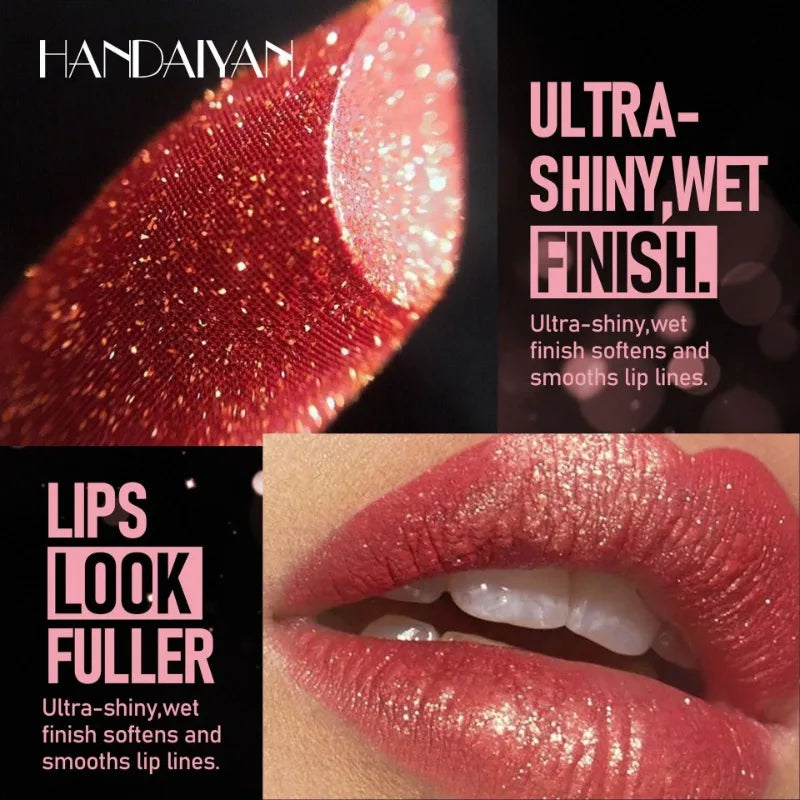 Handaiyan Glitter Lipstick | Metallic Diamond Pearlescent Lip Gloss