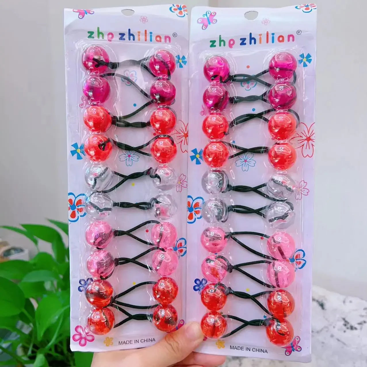 10pcs Elastic Ball Hair Ties for Girls | Colorful Beaded Bobbles Kids Hair Accessories Peaceful Pleasures Health and Wellness 10