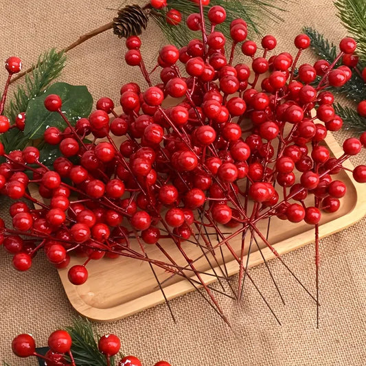 Artificial Red Berry Branches 7.87" | Christmas & Holiday Décor Artificial Berry Stems Peaceful Pleasures Health and Wellness