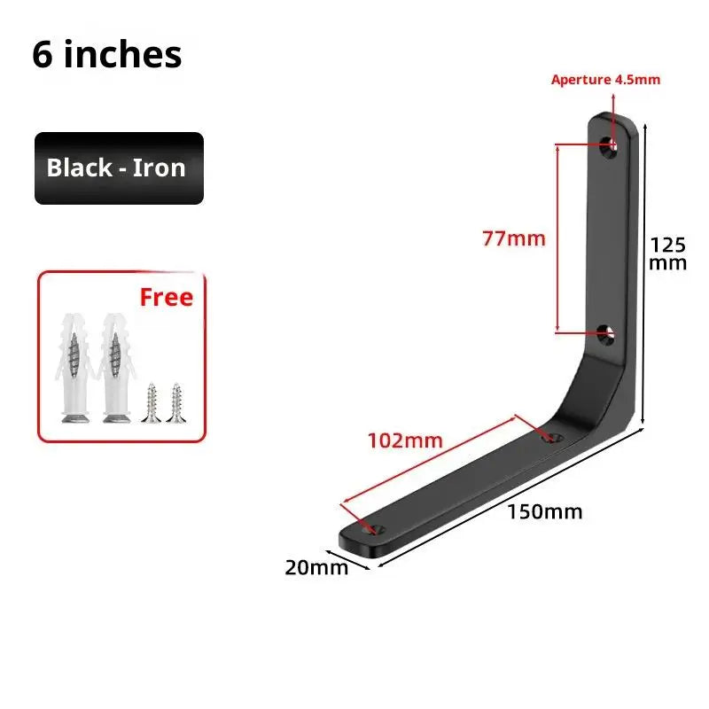 1PC Wall Mounted Shelf Angle Brackets Industrial Floating L Shelf Bracket Thick Heavy Duty Peaceful Pleasures Health and Wellness 1pc Black 150X125MM