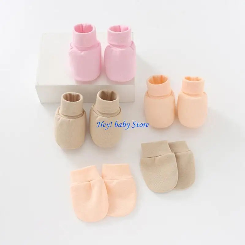 No-Scratch Baby Mittens & Socks Set | Newborn Cotton Gift