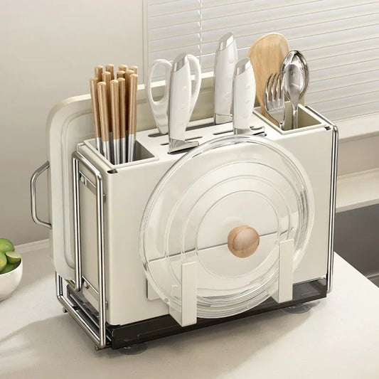 Multifunctional Kitchen Rack | Cutlery, Knife & Lid Organizer Kitchen Storage Rack Peaceful Pleasures Health and Wellness