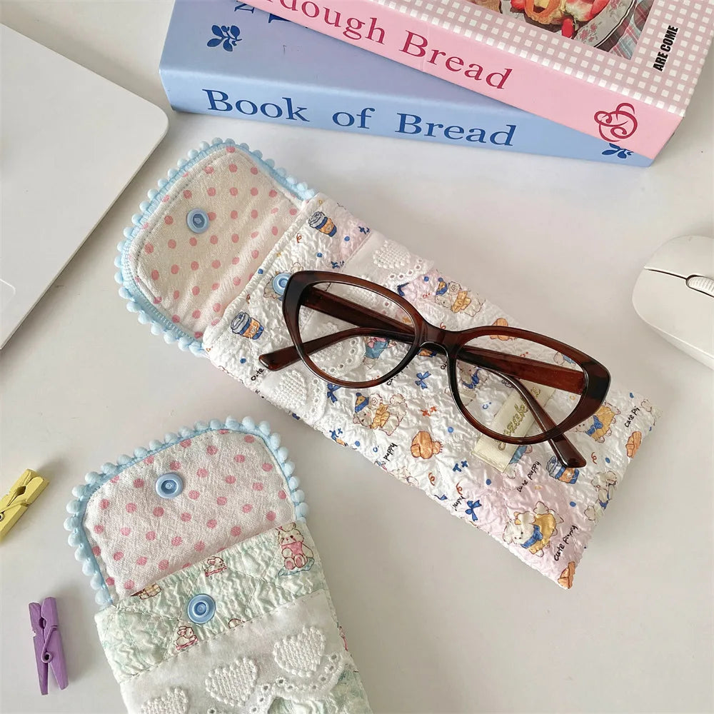Quilted Cotton-Sunglasses PouchPortable Pressure-resistant Sunglasses Storage Bag for Girl Portable Glasses Case Peaceful Pleasures Health and Wellness