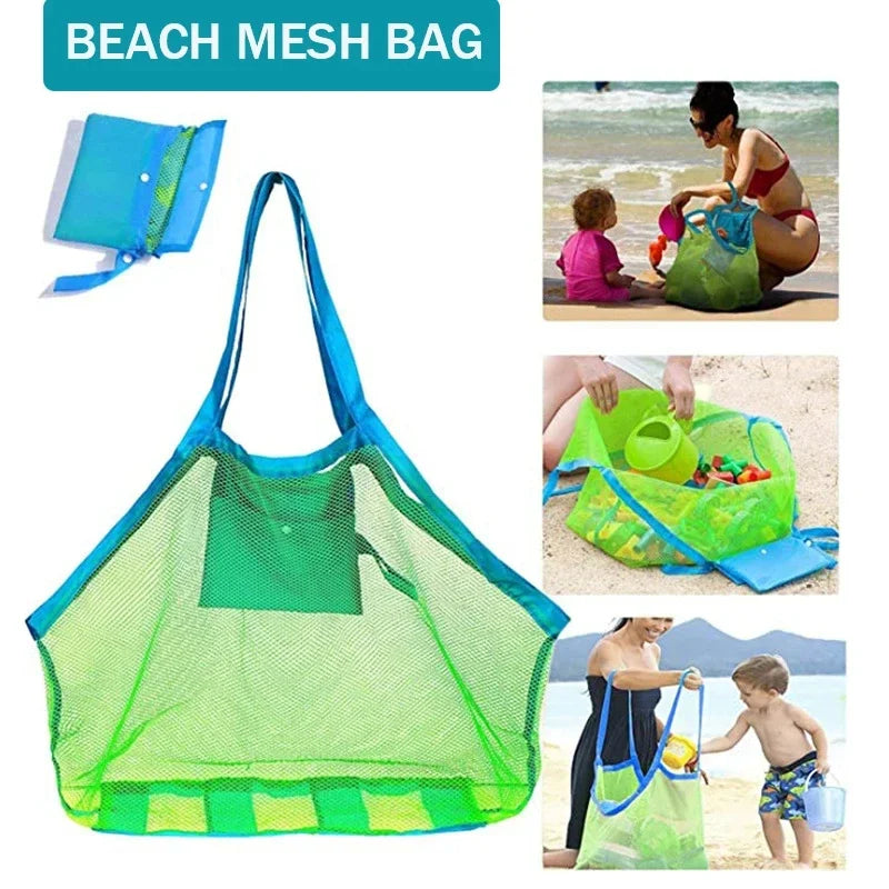 Large Mesh Beach Bag – Sand-Away Foldable Toy Tote