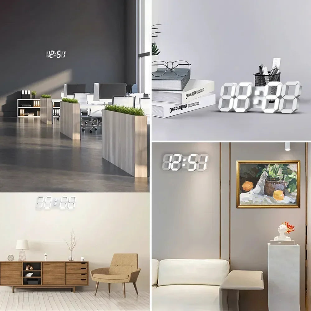 15" LED Digital Wall Clock with Remote – Time Date Temp