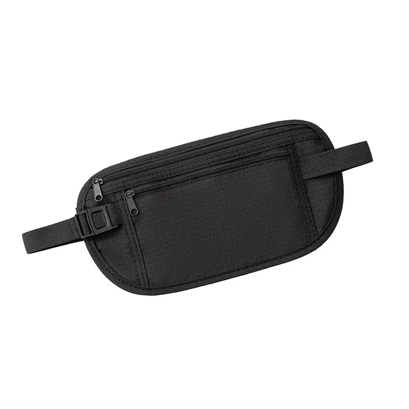 Travel Anti-Theft Waist Bag, Ultra-Thin Invisible Fitness Belt Bag, Running Phone Case, Sporty Hidden Pouch for Security Peaceful Pleasures Health and Wellness black