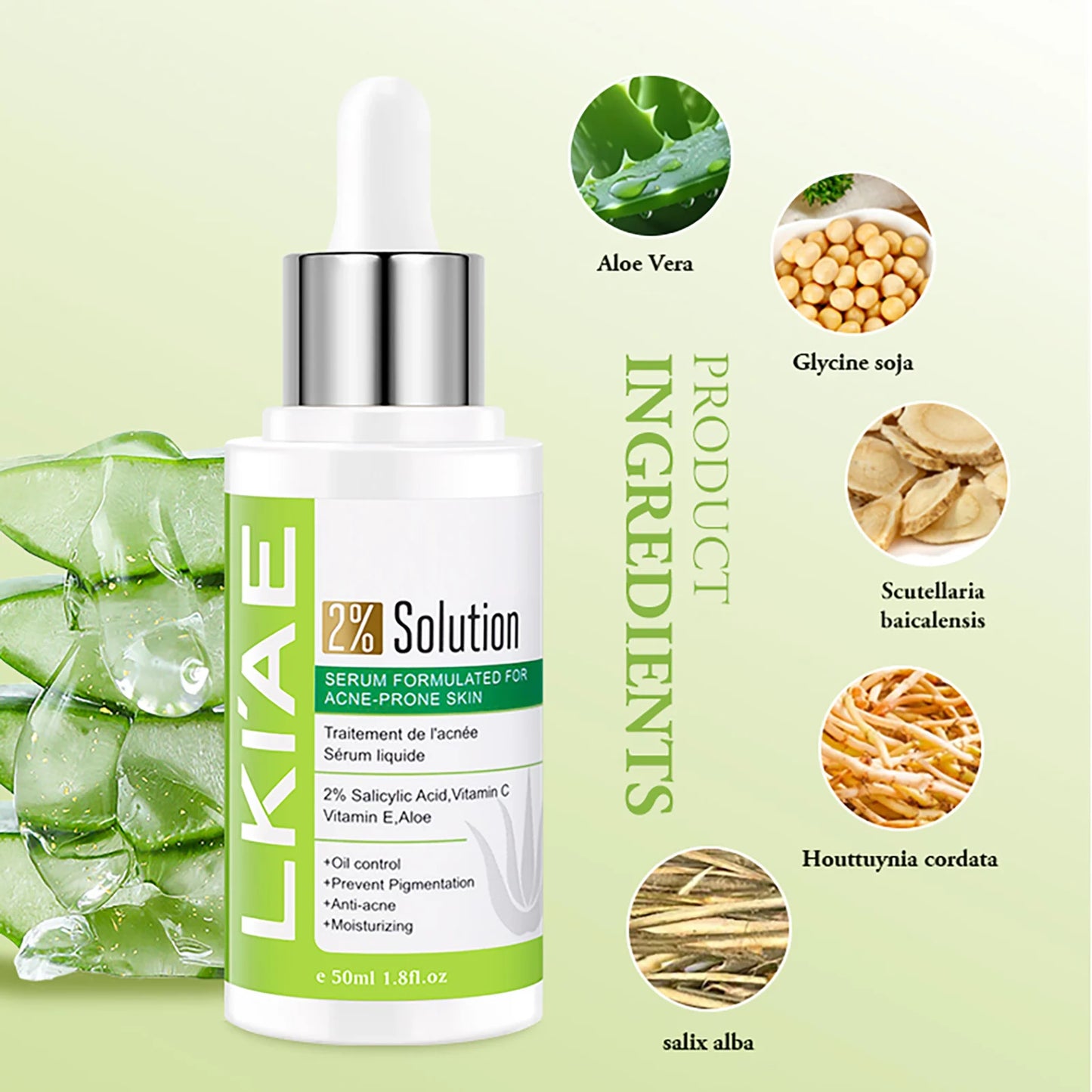 AILKE Aloe Vera Brightening Face Serum – Vitamin C & E, 50ml
