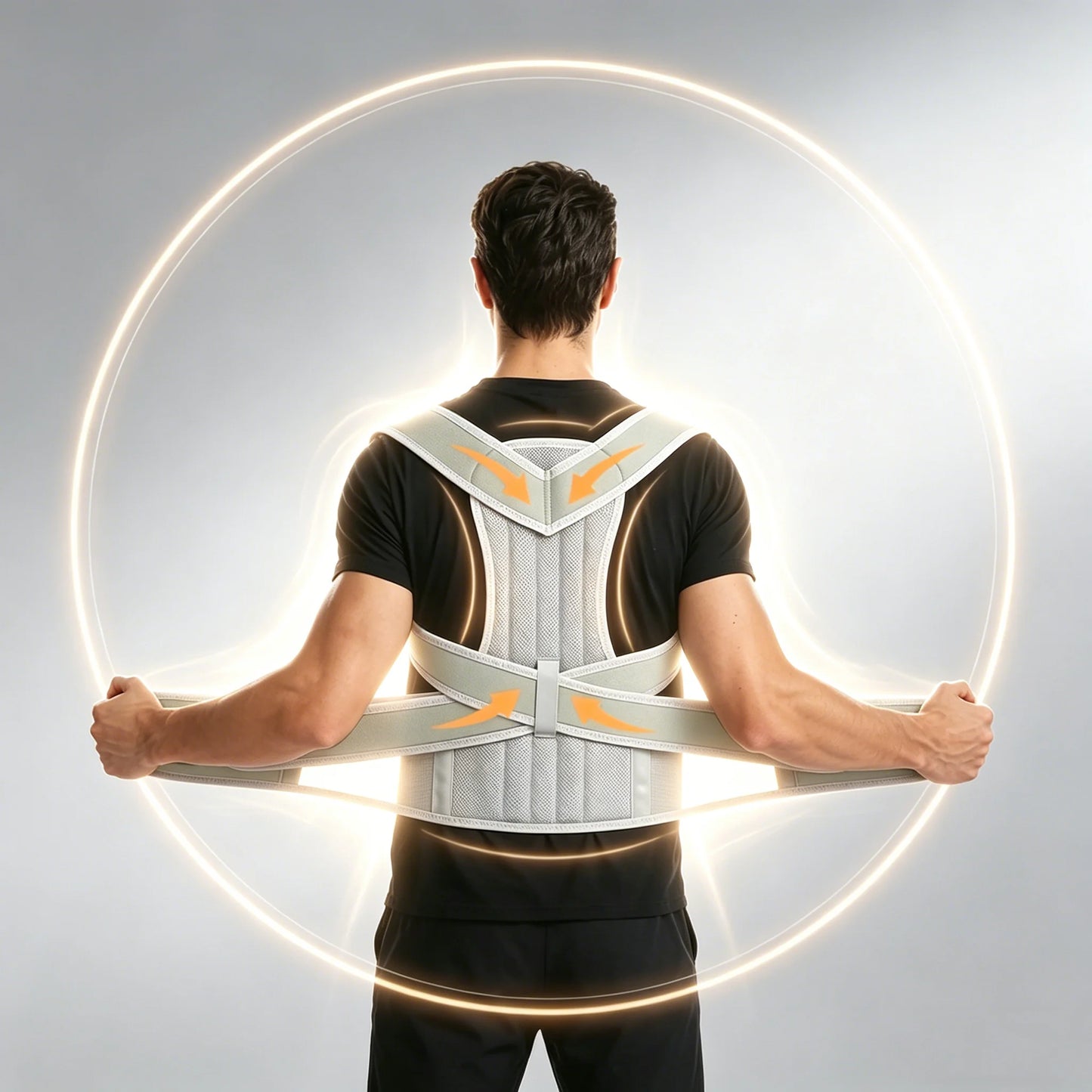Reinforced Belt Lumbar Column Posture Corrector Vest Adjustable Back Support Strap Shoulder Spine Brace Neck Stretcher Trainer Peaceful Pleasures Health and Wellness Light Grey M