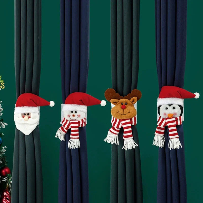 Christmas Curtain Clasps – Santa, Snowman, Penguin & Elk Xmas