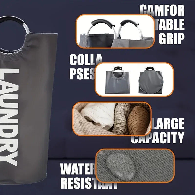 Extra-Large Foldable Waterproof Laundry Basket | Padded Handle