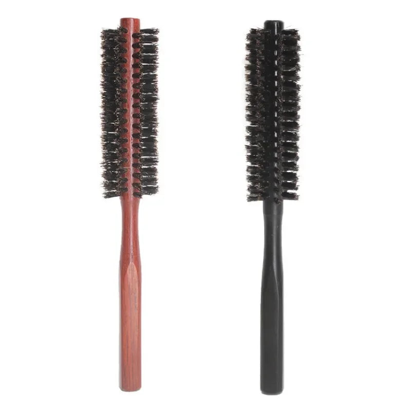Boar Bristle Round Hair Brush & Tail Comb | Wood Handle