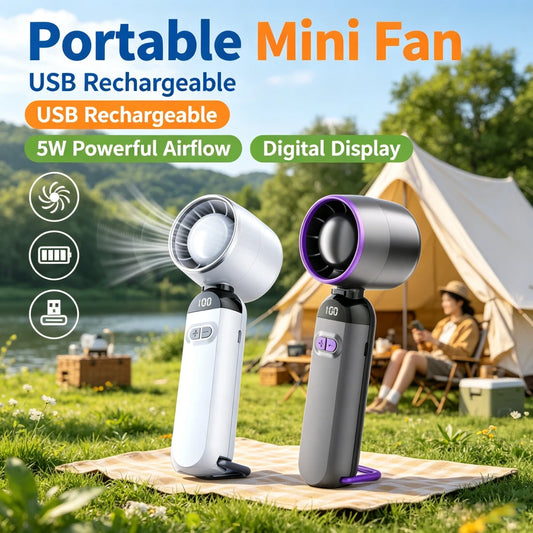 Portable High Speed Cooling Handheld Fan 3000mAh Rechargeable 100 Wind Speeds Adjustable Mini Foldable Air Cooling Turbo Fan ﻿ Peaceful Pleasures Health and Wellness