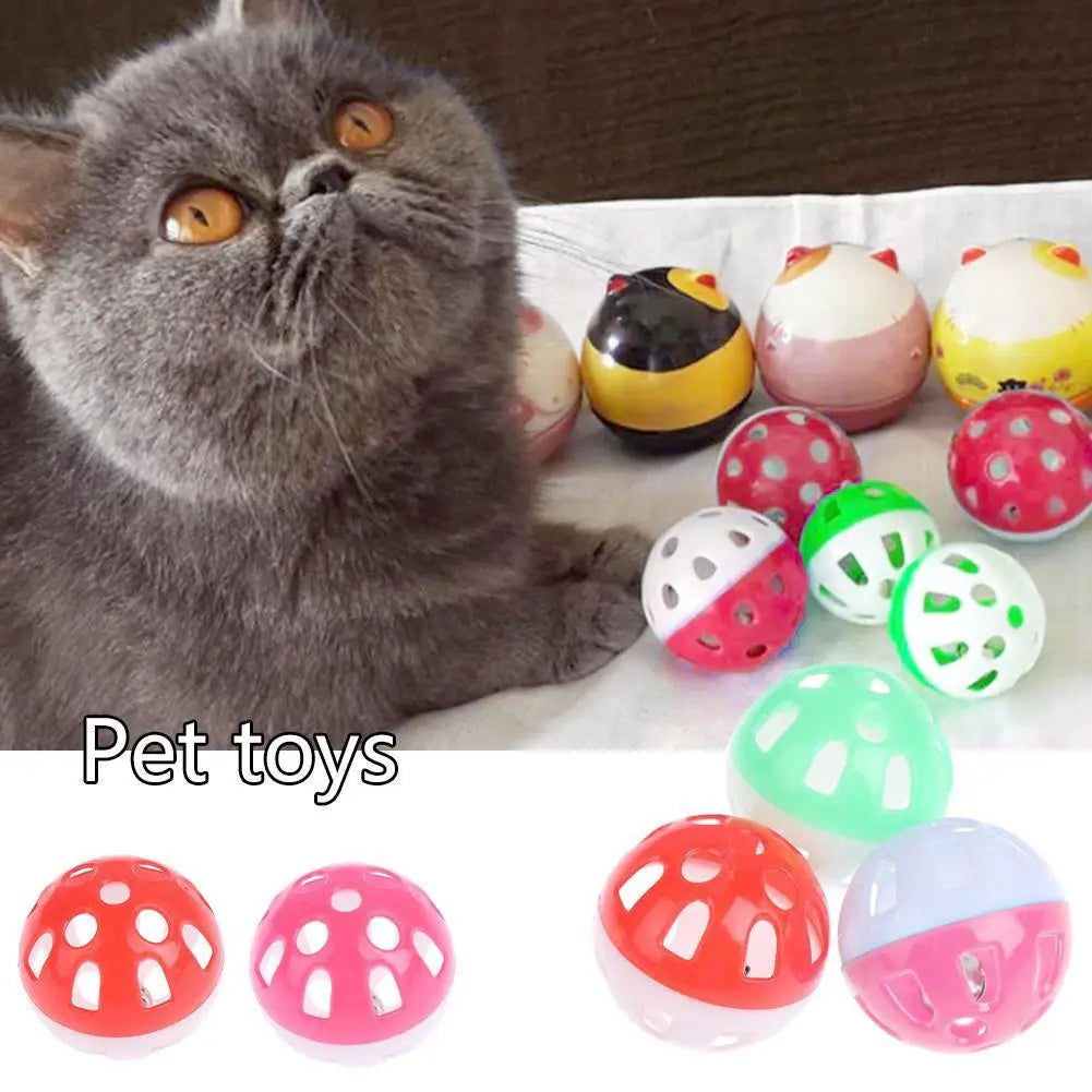 Cats Chase Relieve Boredom Entertainment Toys Pet Plastic Spherical Toys Cat Colorful Hollow Rolling Bell Ball Toy Pet Supplies Peaceful Pleasures Health and Wellness
