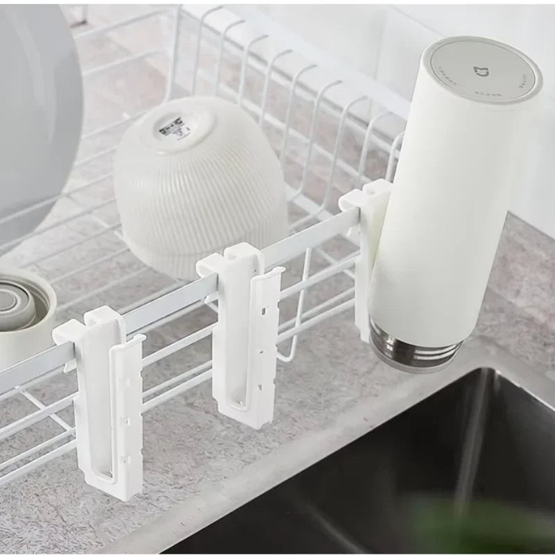 Adjustable Length Plastic Cup Holder Sink Dish Rack - Kitchen Bathroom Organizer for Cup Mug Bottle Drying Drainer Space Saver Peaceful Pleasures Health and Wellness